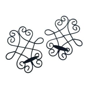 Southern Living Vintage Black wrought iron wall-mounted candle sconce set of two